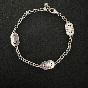 Bvlgari 18KWG Parentesi Chain Link Station Bracelet